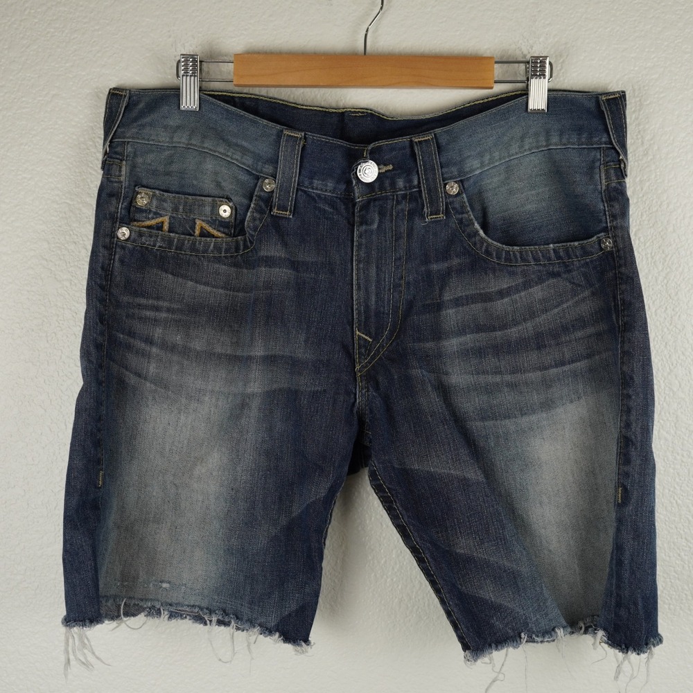 Vintage True Religion‎ Denim Shorts Women 36 Cut Off Frayed Hem Y2K Indie XL